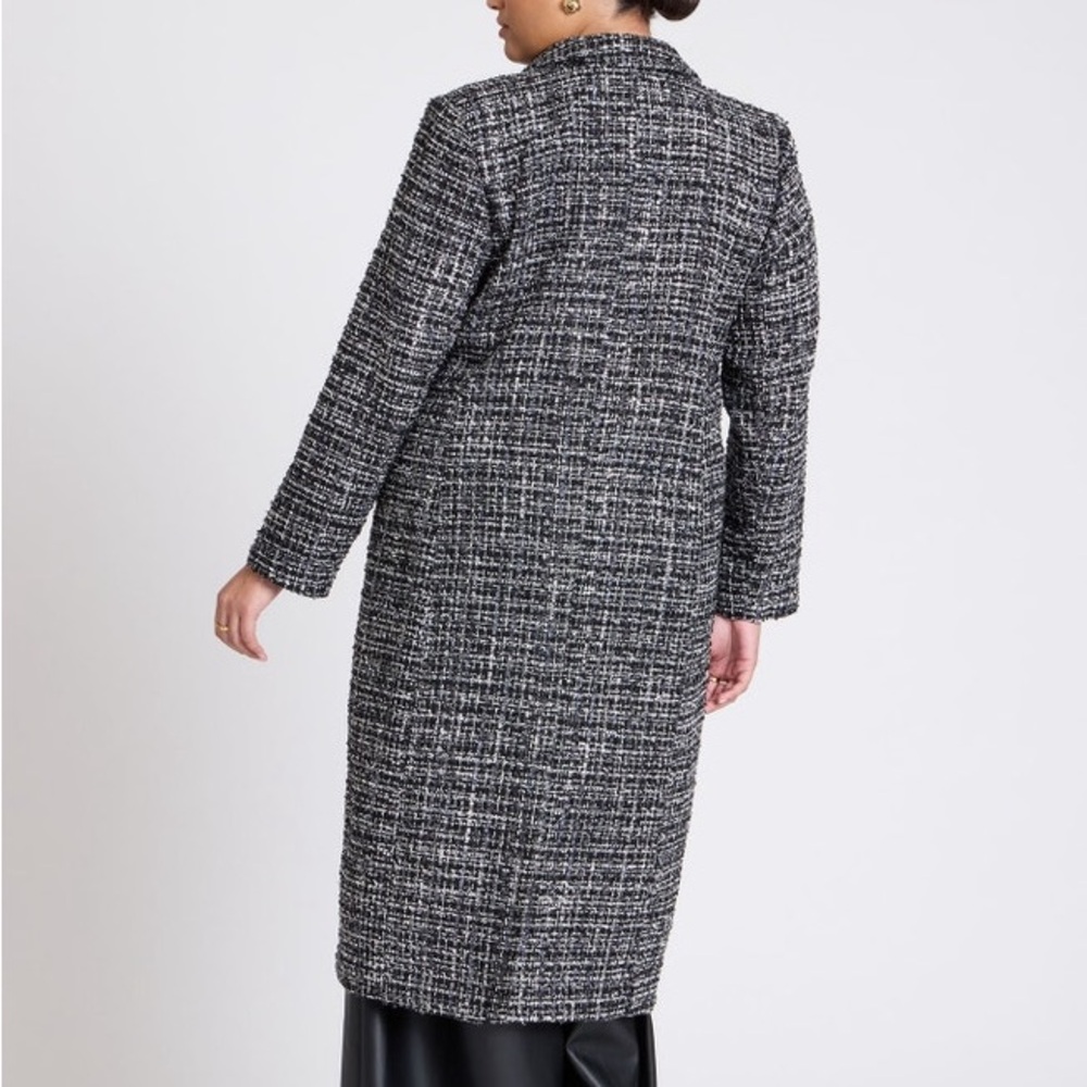 NWT Eloquii Black and White Tweed Duster Coat - Picture 2 of 4